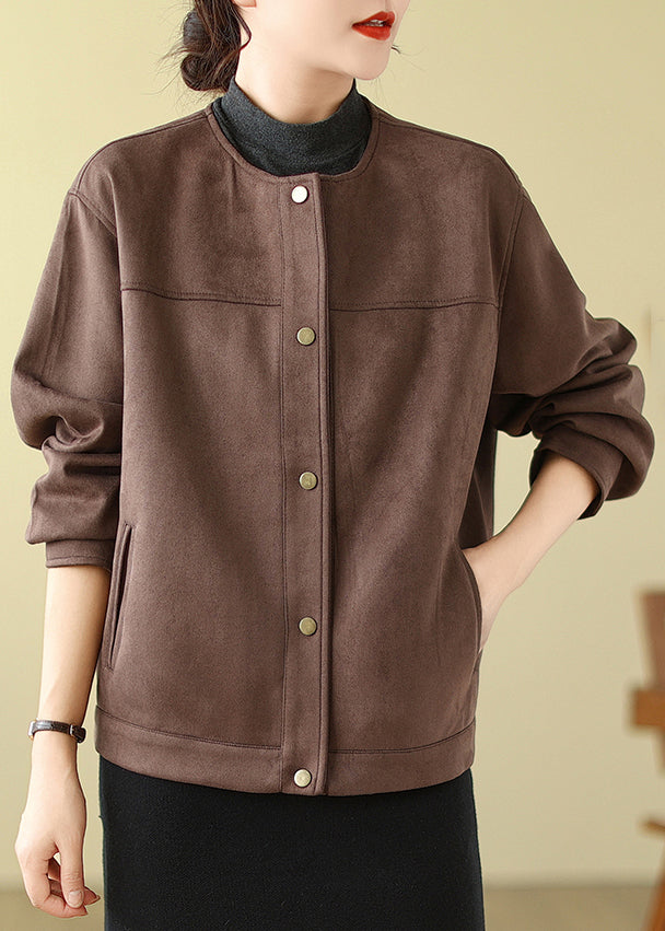 Modern Chocolate Oversized Faux Suede Coats Spring