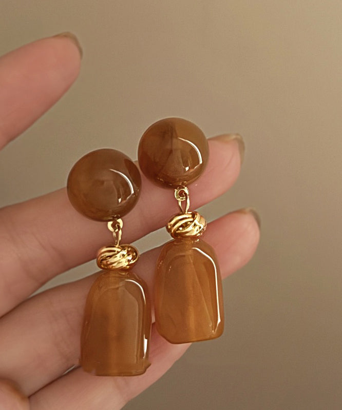 Modern Coffee Acrylic Alloy Resin Drop Earrings