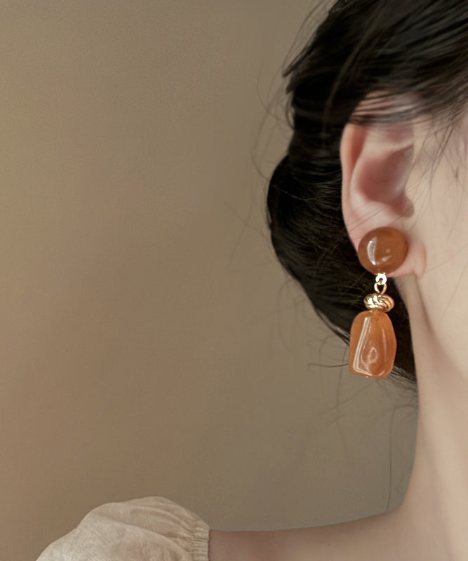 Modern Coffee Acrylic Alloy Resin Drop Earrings