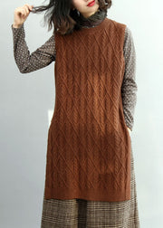 Modern Chocolate Side Open Cable Knit Vest Winter