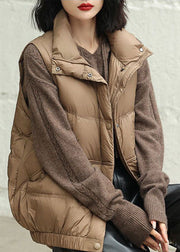 Modern Chocolate Stand Collar Oversized Thick Duck Down Vest Winter