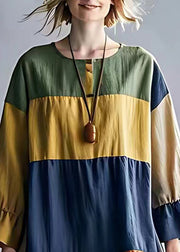 Modern Colorblock Oversized Patchwork Cotton Long Dress Summer