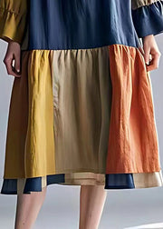 Modern Colorblock Oversized Patchwork Cotton Long Dress Summer