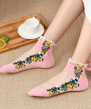 Modern Embroideried Patchwork Hollow Out Sheer Mesh Socks