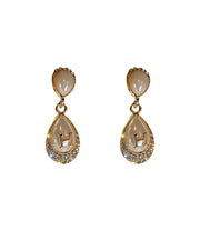 Modern Gold Alloy Zircon Pearl Graphic Water Drop Drop Earrings