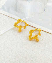 Modern Gold Plated Heart Stud Earringss