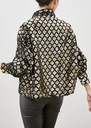 Modern Golden Sequins Pockets Coat Spring