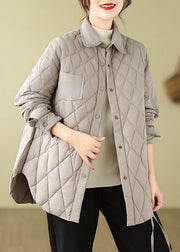 Modern Grey Plaid Patchwork Tie Waist Jacket Winter