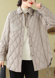 Modern Grey Plaid Patchwork Tie Waist Jacket Winter