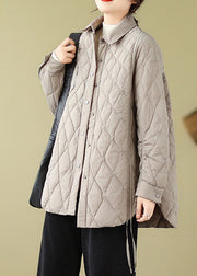 Modern Grey Plaid Patchwork Tie Waist Jacket Winter