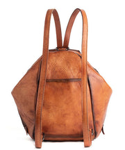 Modern Khaki Solid Zippered Calf Leather Backpack Bag