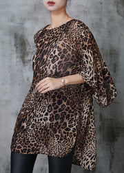 Modern Leopard Oversized Draping Chiffon Shirt Spring