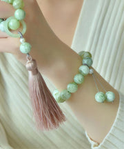 Modern Light Green Hand Woven Gem Stone Beading Tassel Charm Bracelet