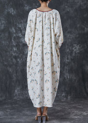 Modern Milk White Oversized Print Cotton Long Dress Summer