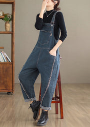 Modern Navy Original Design Patchwork Denim Jumpsuit Spring