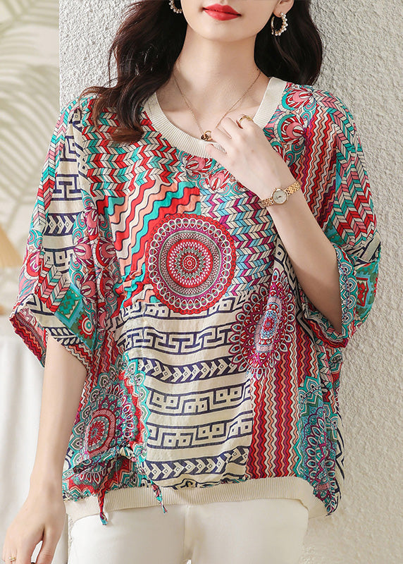 Modern O-Neck Print Low High Design Cozy Top Summer