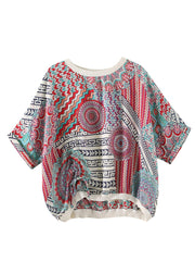 Modern O-Neck Print Low High Design Cozy Top Summer