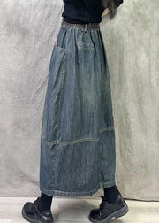 Modern Old Blue Pockets High Waist Denim Skirt Spring