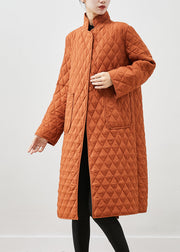 Modern Orange Oversized Pockets Fine Cotton Filled Parkas Winter