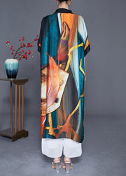 Modern Oversized Print Pockets Silk Holiday Dress Summer