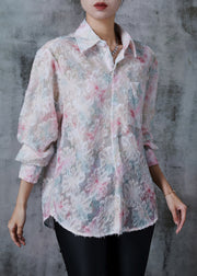 Modern Pink Oversized Tie Dye Chiffon Top Summer