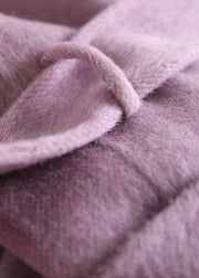 Luxy Lavender Silk Wool Blended Trench Overcoat Woolen Coat Winter