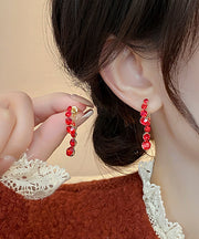 Modern Red Copper Alloy Stud Earrings