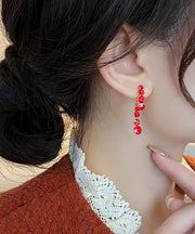 Modern Red Copper Alloy Stud Earrings