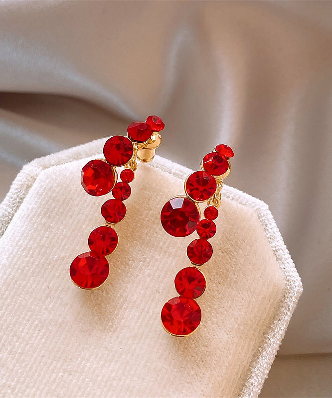 Modern Red Copper Alloy Stud Earrings