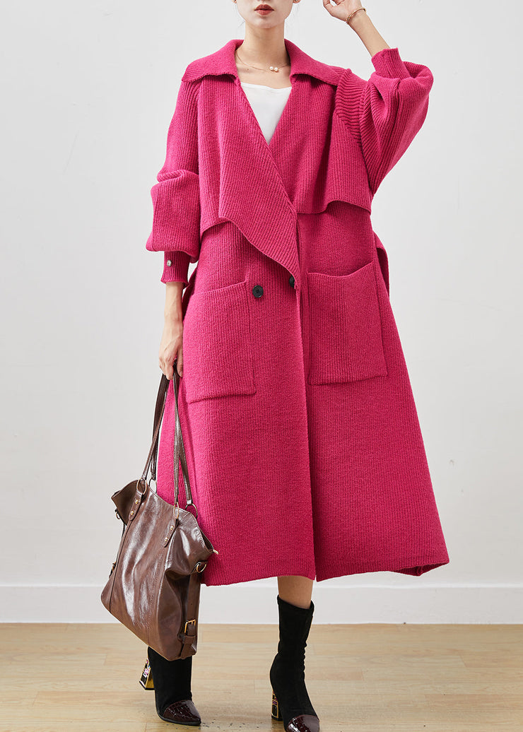 Modern Rose Oversized Pockets Knit Coat Outwear Spring