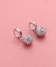 Modern Silk Silver Zircon Ball Drop Earrings