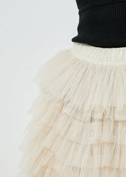 Modern White Elastic Waist Tulle Holiday Skirts Summer