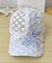 Modern White Lace Patchwork Embroidered Floral Hollow Out Baseball Cap Hat