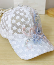 Modern White Lace Patchwork Embroideried Floral Hollow Out Baseball Cap Hat