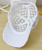 Modern White Lace Patchwork Embroideried Floral Hollow Out Baseball Cap Hat