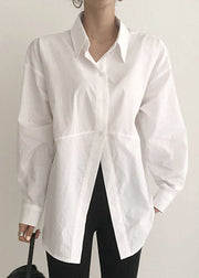 Modern White Peter Pan Collar Button Top Spring