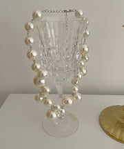 Modern White Stainless Steel Pearl Grapes Beading Princess Necklace