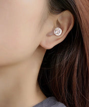 Modern White Sterling Silver Square Zircon Stud Earrings