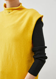 Modern Yellow Turtle Neck Knit Vest Top Spring