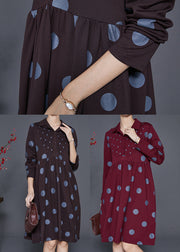 Mulberry Dot Print Cotton Maxi Dress Peter Pan Collar Spring