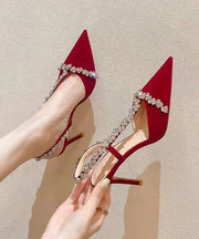 Mulberry Fashion Stiletto Suede High Heels Zircon Pointed Toe