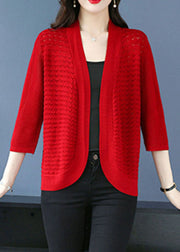 Mulberry Hollow Out Cozy Thin Ice Size Knit Cardigan Summer