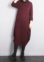 Mulberry O-Neck Knit Cotton Thread Sweater Dress Fall