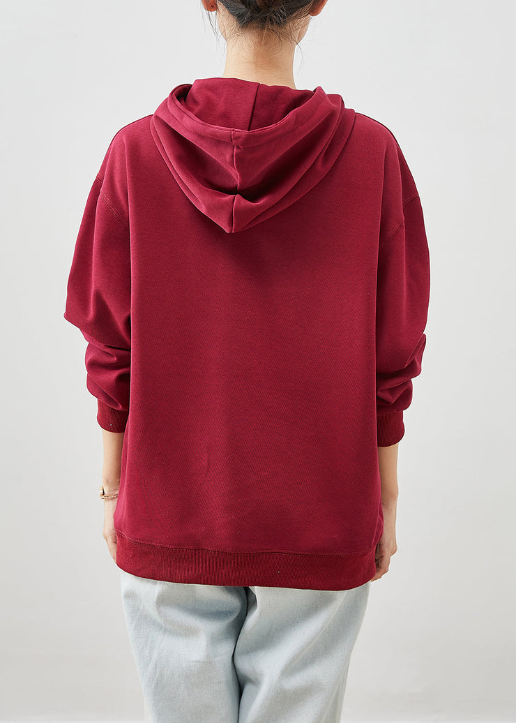 Mulberry Print Cotton Sweatshirt Hooded Pockets Fall