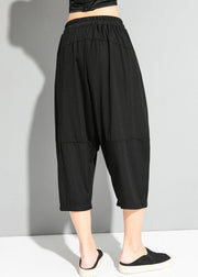 Natural Black Pockets Patchwork Crop Pants Summer