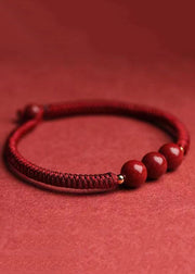 Natural Cinnabar Lucky Woven Bracelet