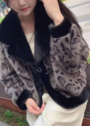 Natural Coffee Notched Patchwork Mink Velvet Coat Winter