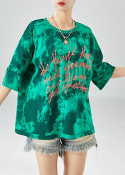 Natural Green Oversized Tie Dye Cotton Beach Vest Summer