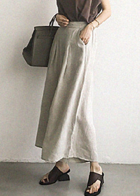 Natural Linen High Waist Wide Leg Pants Summer