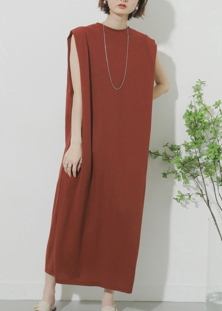 Natural Mulberry O-Neck Solid Maxi Dress Summer